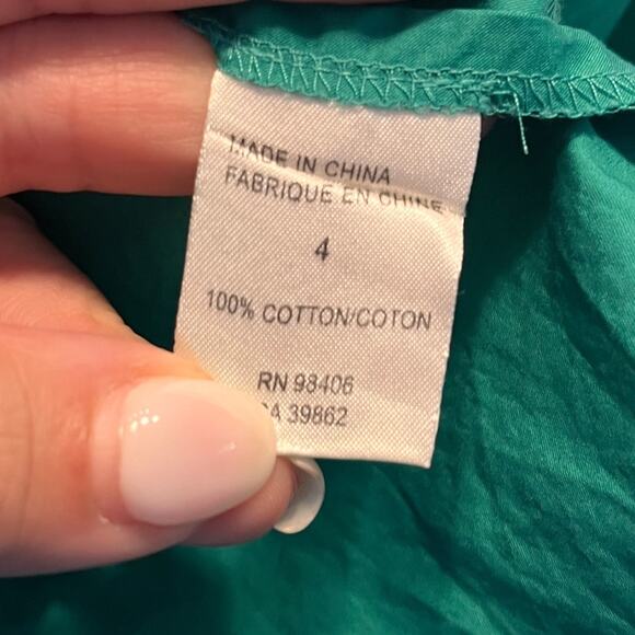 Theory Kelly Green Cotton Open Back Mini Dress Size 4 - Picture 7 of 10